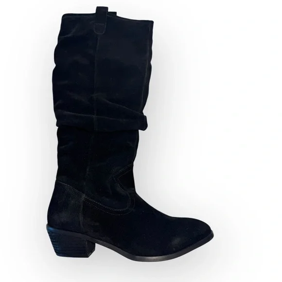 ANTHROPOLOGIE TALL KNEE HIGH TALL SCRUNCH BOOTS SUEDE BLACK SIZE 8.5 NEW - Picture 5 of 10